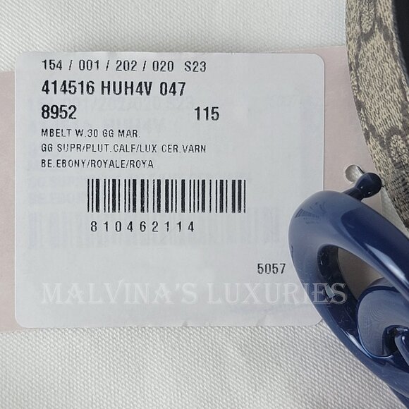 GUCCI BELT 414516 GG LOGO SUPREME MONOGRAM BLUE MARMONT BUCKLE UNISEX 115 / 46 - Picture 14 of 16